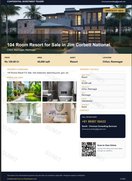 PropTeaser 1-page investment teaser example