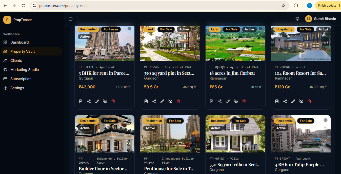 PropTeaser deals inventory listing every property in one place