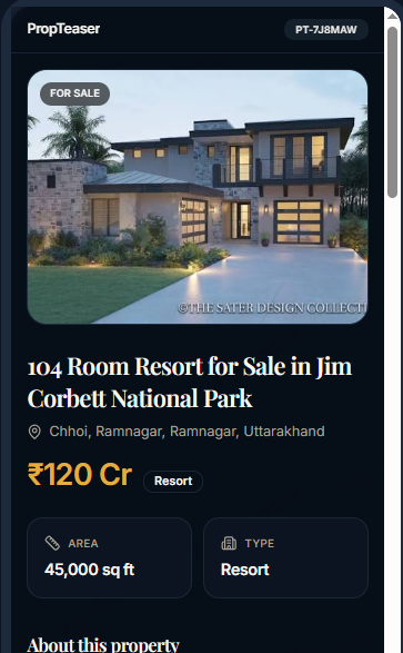 PropTeaser mobile property page example